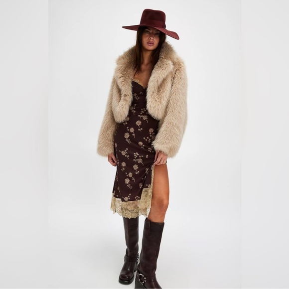 🎉LAST PIECE🎉Free People Party Crasher Midi Slip in Dark Coffee Combo - Picture 3 of 9